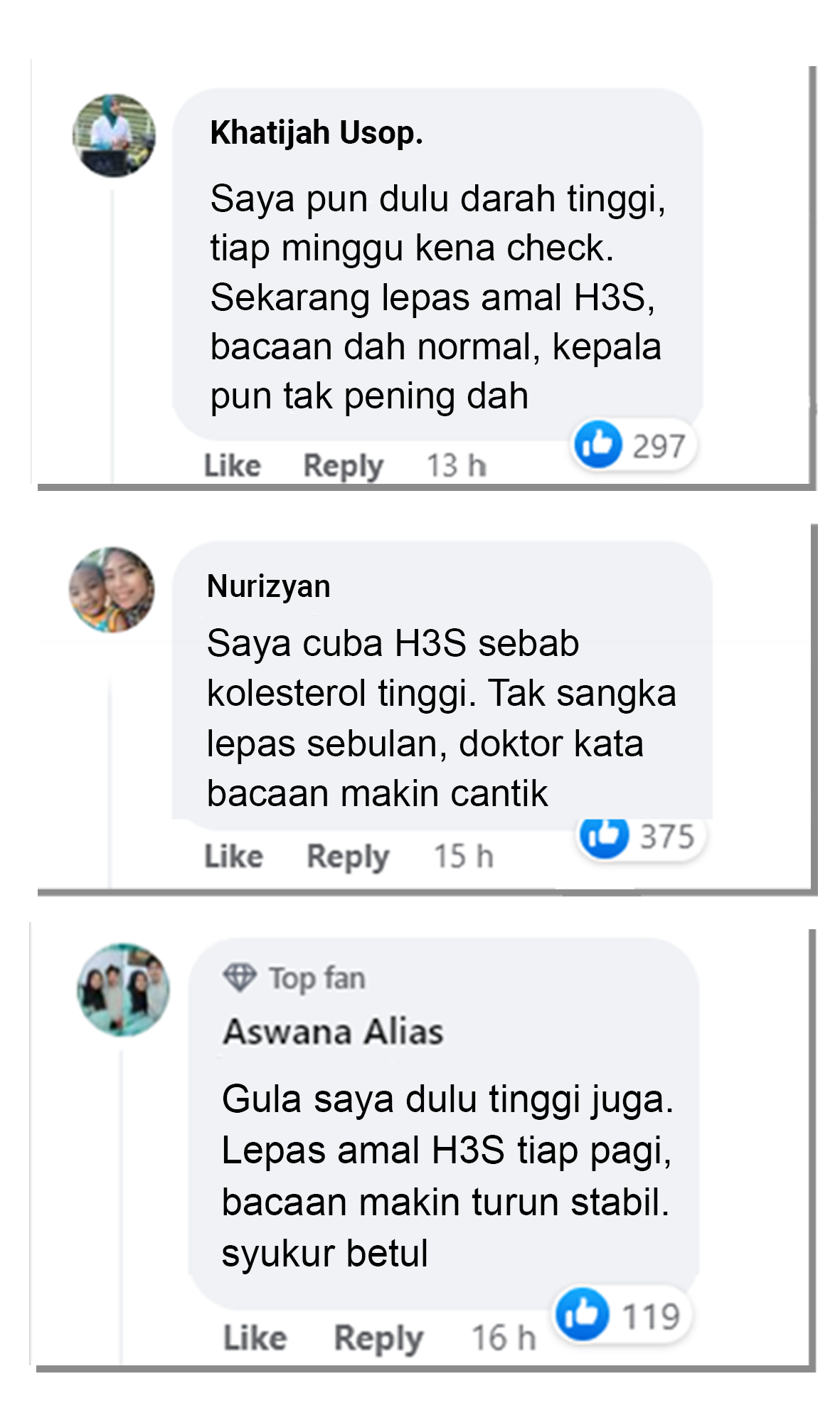 Komen Facebook pengguna H3S