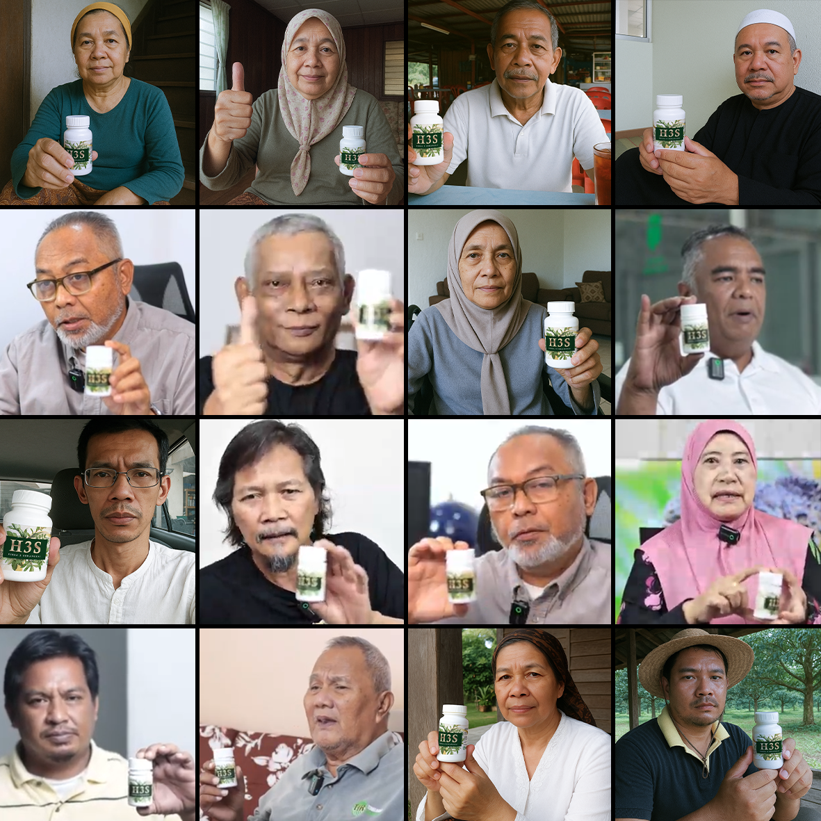 Kolaj pengguna H3S memegang botol